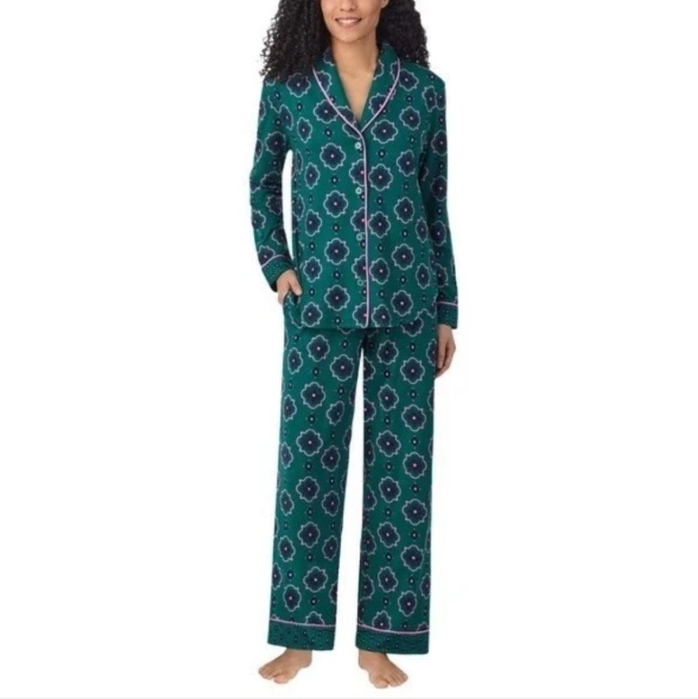 Geo Print Pajama Set - Green and Pink